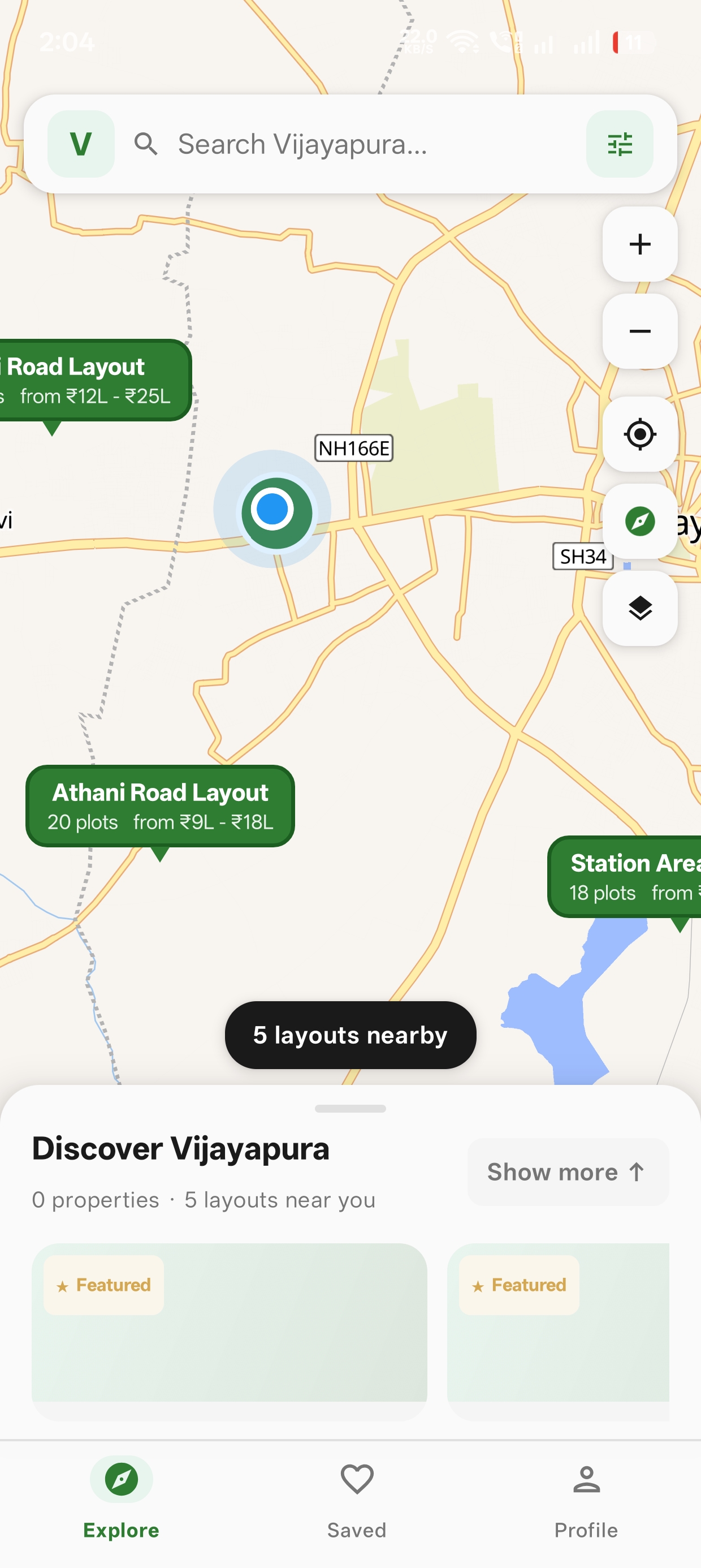 V-Space map view showing layout markers across Vijayapura